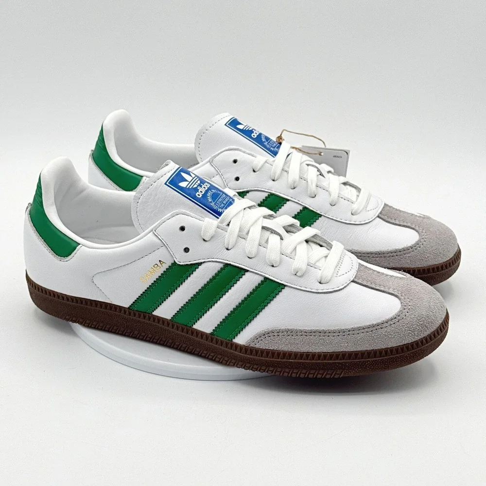 Adidas Samba OG Size 11.5 Mens Cloud White/Green IG1024, NEW